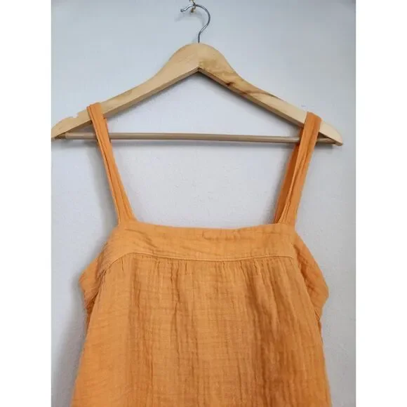 Michael Stars Tamara Crinkle Gazue Tank Top in Orange | Size XS - Picture 3 of 7